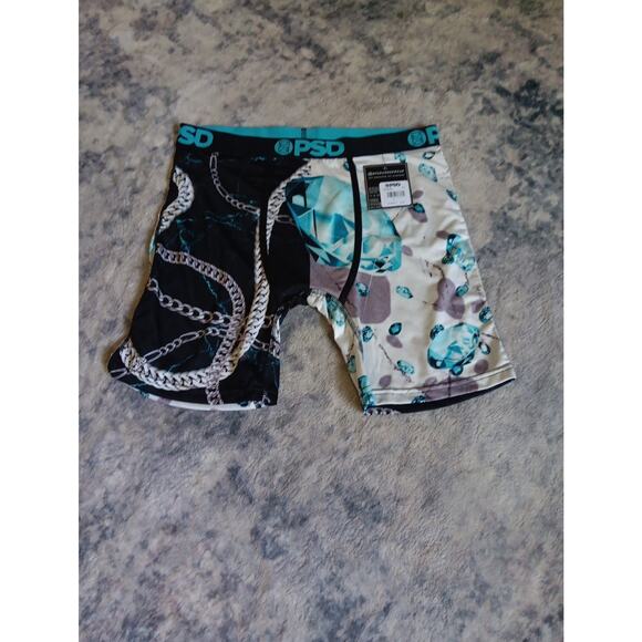 PSD Men’s Iced Silver Blue/white/black Stretch Boxer Briefs Size Large NWT - Picture 1 of 4